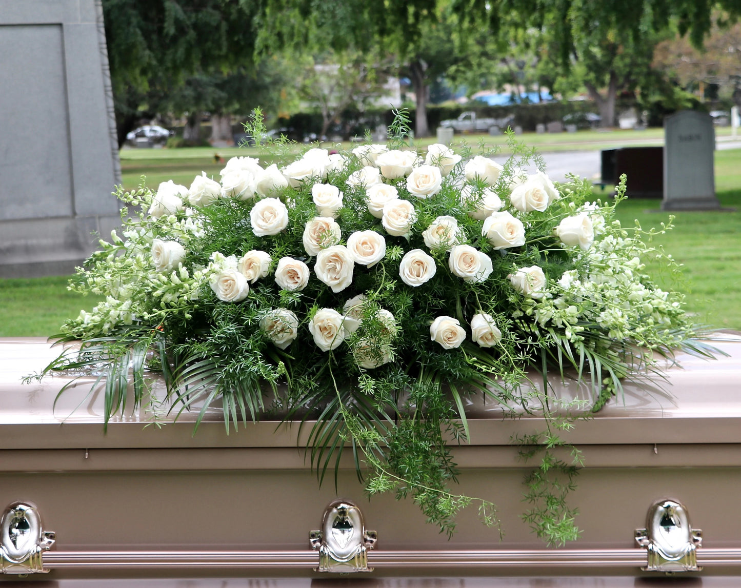 Classic Luxury White Casket Spray