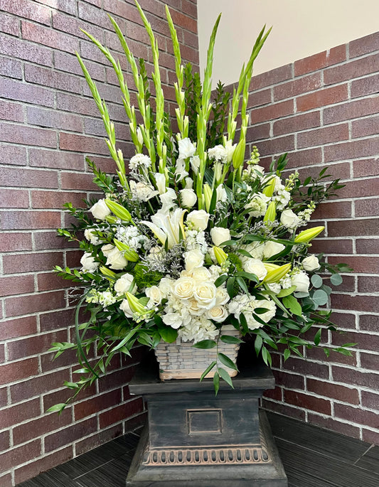 Large White Funeral Basket